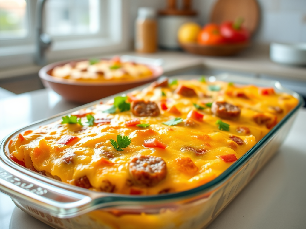 Keto friendly egg and sausage breakfast