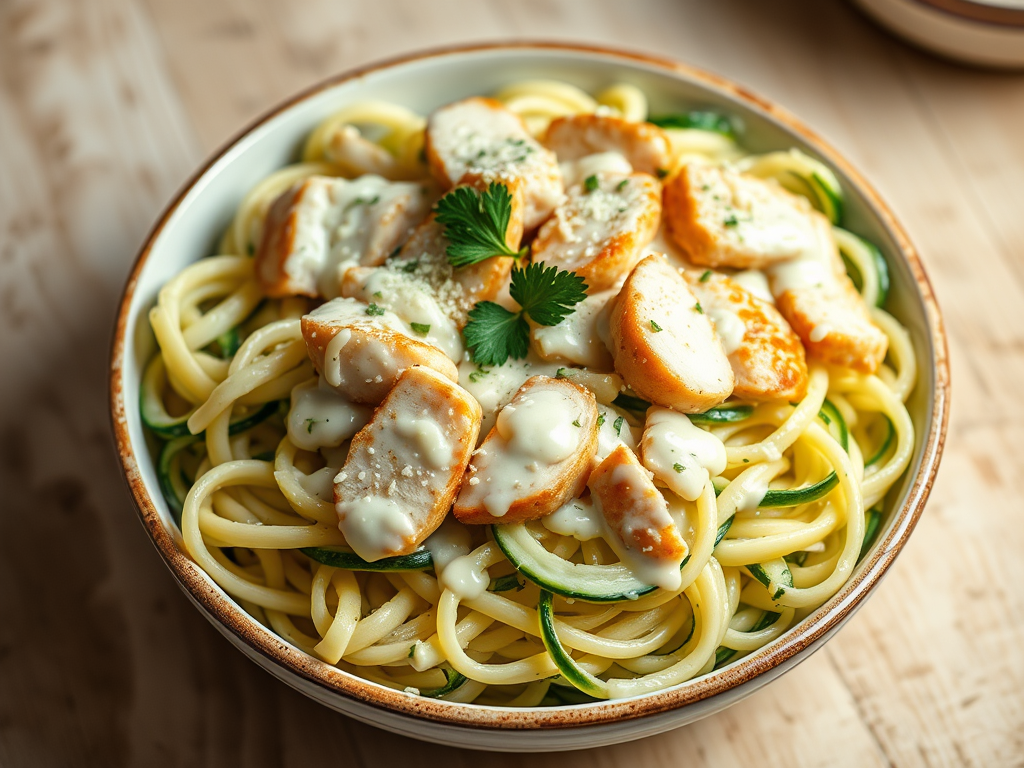 keto chicken alfredo with zucchini noodles