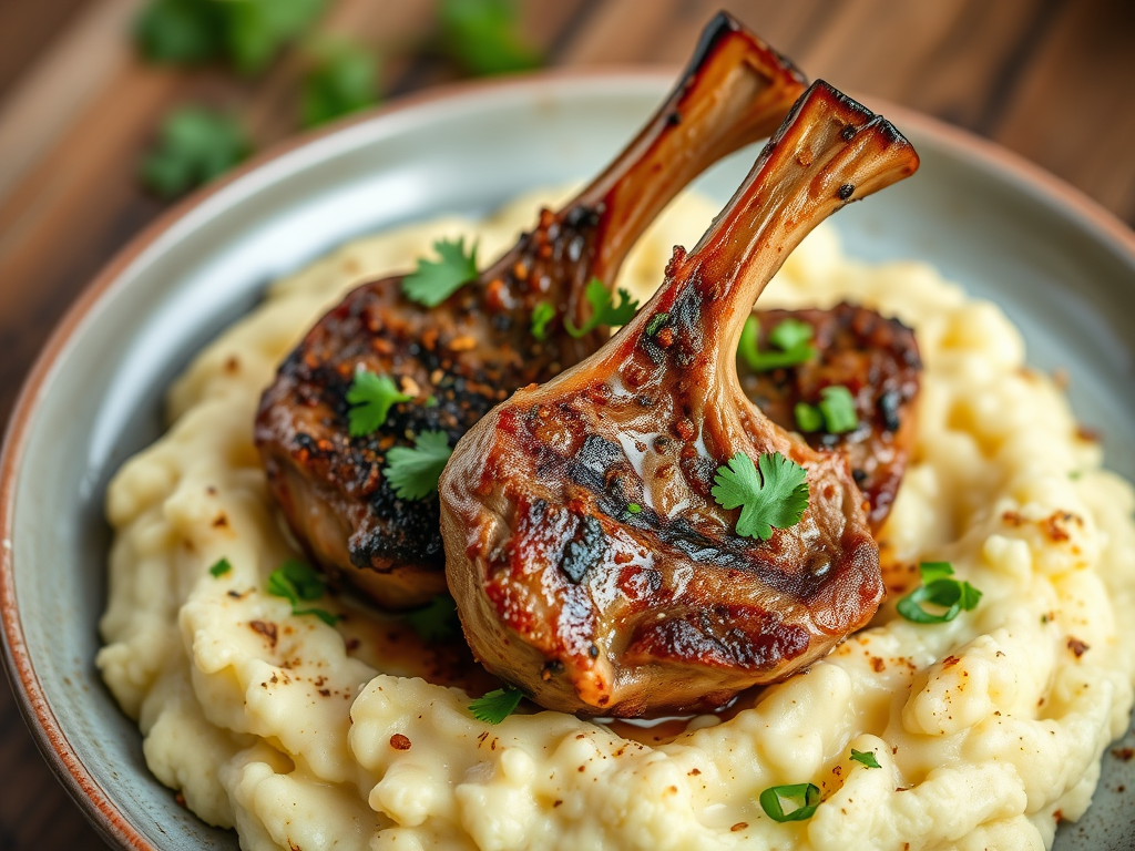 Keto Moroccan Spiced Lamb Chops with Roasted Cauliflower Mash